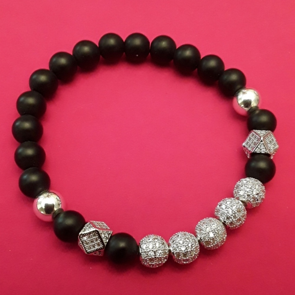 NEW Genuine Onyx and Zircon Mineral Bracelets - Picture 3 of 7